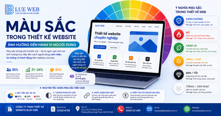 Màu Sắc Trong Thiết Kế Website Ảnh Hưởng Đến Hành Vi Người Dùng Như Thế Nào?