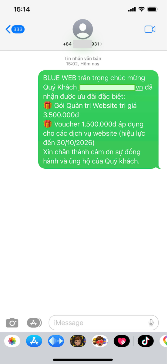 Khách hàng nhận thưởng Blueweb 1