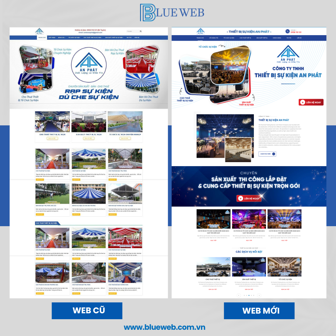 Nâng cấp - cải tạo website lĩnh vực Tổ Chức Sự Kiện, Cho Thuê Thiết Bị Sự Kiện tại Bình Tân